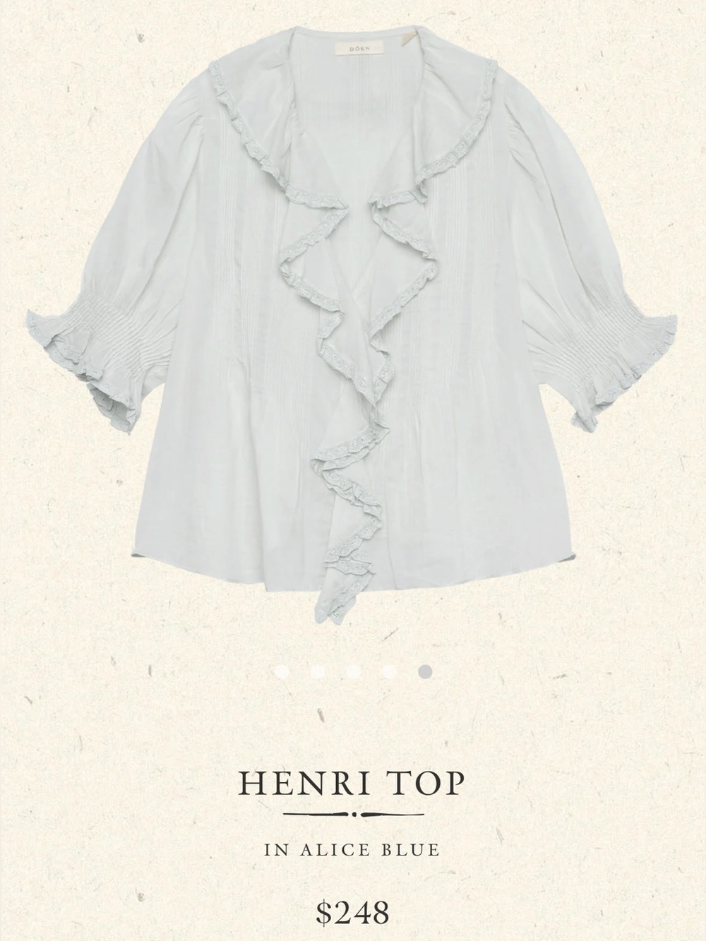 Doen Henri Ruffle-Trim Blouse in Alice Blue